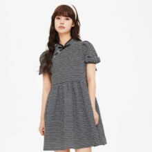 美特斯邦威 连衣裙女夏新时尚复古新中式旗袍裙泡泡袖裙子长裙显瘦遮肚48元