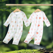 【百亿补贴】:宜爽儿2件装0-18月新生儿连体衣婴儿夏装薄款纯棉男宝宝女幼儿哈衣睡衣 甜甜圈+西瓜 80cm35.9元