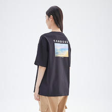坦博尔 T恤女夏季时尚印花宽松休闲百搭女士短袖TB2020212 黑色 165/88A券后59元
