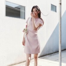 森马  松弛感T恤裙 2025夏新款褶皱设计显瘦遮肉圆领休闲连衣裙79元