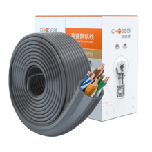 秋叶原（CHOSEAL）原装超五类网线【工程版】CAT5e纯铜线芯综合布线POE供电非屏蔽网络线灰色305米QS2608AT305S659元 (月销1000+)