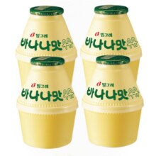 宾格瑞（BINGGRAE）香蕉牛奶238ml*4瓶 韩国原装进口 低温奶30.48元包邮