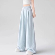 雅羊人 慵懒风奶芙休闲裤女夏薄款2025白色宽松垂感山本肌理感阔腿62.1元