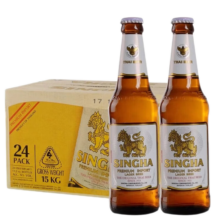 SINGHA泰国原装进口啤酒整箱 5度 胜狮拉格黄啤酒 瓶装 330mL 24瓶 效期至 5月21日60元（需领券）