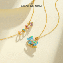 Chow Tai Seng 周大生 彩色摇摇木马S925银珍珠锁骨项链 赠鲜花10支￥159.00
