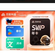 百度网盘SVIP年卡加赠优酷季卡文库月卡联合会员全能AI加速下载5T空间178元（需领券）