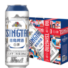 赠白啤杯1个！世啤赛金奖！青岛啤酒 11度白啤礼盒装(20版) 500mL*10听￥55.80 比上一次爆料上涨 ￥0.05
