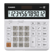 卡西欧（CASIO）超宽计算器DH-12-WE白色无声款12位数字显示双电源桌面办公专业计算系列49元