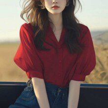瑟俪 夏季法式独特别致绝美上衣洋气减龄高级感灯笼袖衬衫女189元