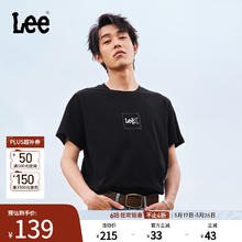 Lee 25早春标准版圆领方型印花Logo男短袖T恤潮LMT0098044LE 黑色券后54.25元