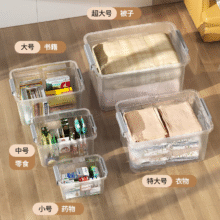 京东物流 塑料衣物收纳箱整理箱 小号+中号+大号共三只 透明白18.75元