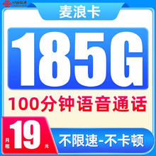 中国联通 麦浪卡 19元/月（185G纯通用+100分钟通话+不限速）激活送20E卡0.01元