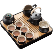 京东京造 茶具整套 功夫茶具陶瓷套装茶壶茶杯茶盘【黑陶提梁壶】 12件套99元 (券后省20,月销1000+)