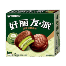 好丽友（orion）清新抹茶派12枚432g/盒【零食广场】89.9元5件（合17.98元/件） 需凑单