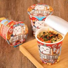 口乐 招财喵系列豚骨面/肥汁辣面 小杯面8杯17.9元包邮（2.24元/杯）