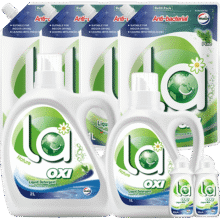 威露士la有氧洗衣液松木香组合装14.36斤(瓶2L 1L 袋1L*4 内衣净90ml*2)64.91元