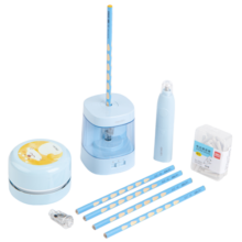 得力(deli)学生电动文具套装礼盒奖励生日六一儿童节礼物(电动卷笔刀+洞洞铅笔+桌面吸尘器+橡皮擦)蓝68元 (满3件8折,月销1000+)