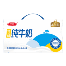 三元（SAN YUAN）3月生产 特品纯牛奶整箱250ml*24盒 100%生牛乳 送礼礼盒72.8元（合36.4元/件）