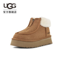 UGG秋季女士舒适纯色厚底休闲毛鞋领拉链款保暖短靴时尚靴1122551 CHE | 栗色 38399元（需领券）