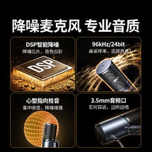绿联 USB桌面麦克风游戏直播降噪电容麦内置声卡话筒台式电脑全民k歌心形指向录音麦适用音箱悬臂支架款189元