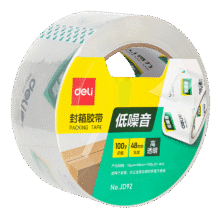 得力（deli）低噪音封箱胶带/打包胶带 48mm*100y*50μm(91.44m/卷) 单卷装 办公用品 JD920.86元