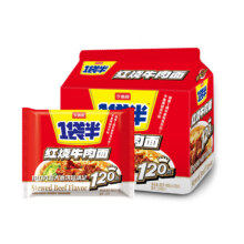 今麦郎 方便面 1袋半红烧*5包+1.5倍番茄*5包 共10包*4件+赠便携电风扇一个69.6元（合17.4元/件）