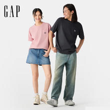 Gap 男女装2025春季新款纯棉刺绣logo口袋短袖T恤725620 粉色 M (170/92A)券后62.55元