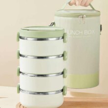 双枪 304不锈钢保温饭盒 餐盒学生上班族多格独立4格饭盒2.4L+保温袋40.27元（需领券）