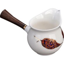 容山堂固德 白瓷侧把公道杯 实木把手大号手绘分茶器茶海功夫茶具138.5元