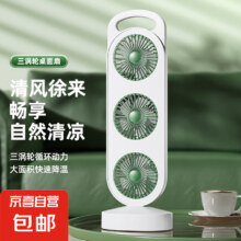 再降价：家用电扇三电机 大风力桌面风扇  【三电机】 静谧绿11.9元