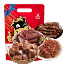 科尔沁 豪气牛牛大礼包 580g 礼包 休闲零食 牛肉干肉脯 解馋零食礼包129元 (月销1w+)