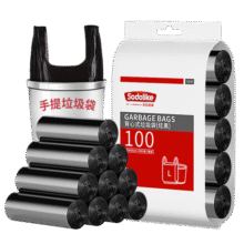 Sodolike手提式垃圾袋中号加厚垃圾袋50*65cm 黑色家用办公分类垃圾桶袋 100只装7.8元