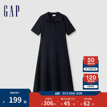 Gap 女装翻领刺绣logo短袖针织连衣裙 680487券后88.71元
