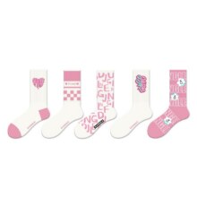 粉色袜子5双 女中筒袜ins潮网红设计33.9元