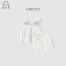 首购：乖奇熊 女童碎花衣服短裤两件套夏季宝宝薄款飞袖分体套装婴儿洋气外出服55元