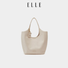 天降礼金、88VIP：ELLE女包编织手提菜篮子包慵懒风托特包大容量通勤软身腋下手提包317.06+350淘金币