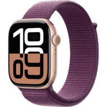 Apple Watch Series 10 智能手表46毫米玫瑰金色铝金属表壳梅子色回环式表带【GPS】1830.83元
