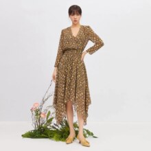 哥弟真的好 女装A字裙收腰七分袖中长款连衣裙子女45元（需领券）
