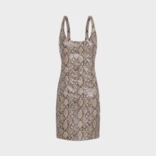 ZARA 【时髦蛇纹】欧美时尚性感风收腰显身材吊带直筒连衣裙130元