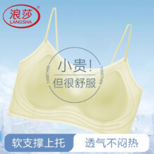 再降价、PLUS：浪莎内衣女夏季薄款细肩带无痕无钢圈大胸显小胸聚拢百搭吊带背心文胸91.53元（合30.51元/件）