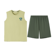 【5A抑菌 精梳纯棉】夏季新款男士印花背心短裤睡衣家居服套装71元
