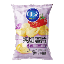 限地区: 可比克纯切薯片田园番茄味150g3.35元