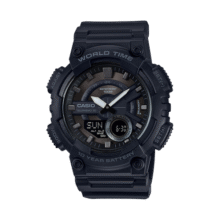卡西欧（CASIO）大众指针系列 时尚数字双显世界时间运动休闲男表 AEQ-110W-1BVDF243元 (券后省10)