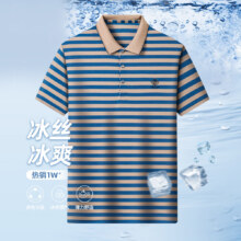 PLUS会员: 杉杉 短袖男POLO衫条纹复古冰丝凉爽59.1元（需领券）包邮