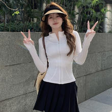 宝娜斯 冰丝骑行遮阳衣打底衣女长袖夏季薄款透气披肩上衣 白色-立领款券后22.9元
