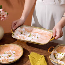 佩尔森 CERAMICS 陶瓷餐具碗碟套装盘子家用釉下彩微波炉适用山茶花12英寸鱼盘22.87元