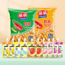 亲亲 休闲零食膨化虾条果冻组合大礼包 虾条80g*2+60g蒟蒻吸吸果冻*10支14.9元（需领券）