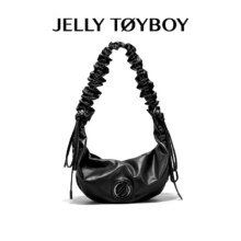 JellyToyboy包包女包JTB云团牛角包.春夏真皮牛皮大容量饺子包通勤单肩斜挎包 安可拉红色300元（需领券）
