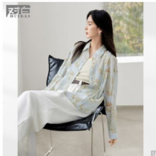 对白 2025春装莱赛尔华夫格肌理晕染剪影花卉印花女式长袖衬衫79元+运费（有首单礼金，超V会员价格更低）