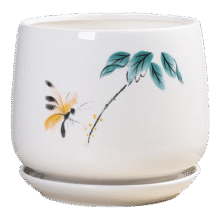 北欧花盆陶瓷白色带托盘  11.5×11.5.cm3.72元